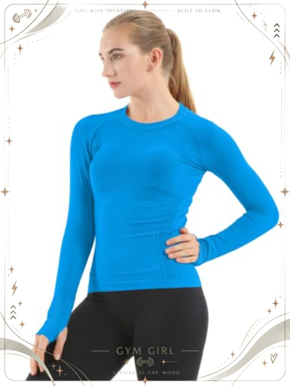 Seamless Workout Shirt Long Sleeve Thumb Holes Yoga Athletic Top